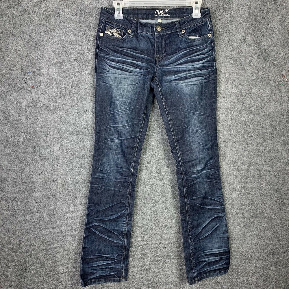 ChiQle Skinny Jeans Women Junior 3 Stretch Embellished Pockets Denim Distressed
